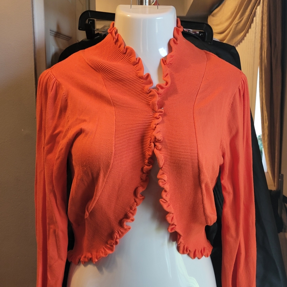 Orange Ruffled Cardigan - Picture 2 of 3
